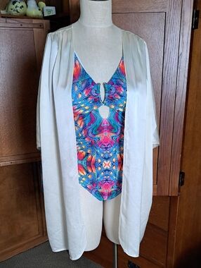 Lasoie 100% Pure Silk Vintage Kimono Robe - Ivory